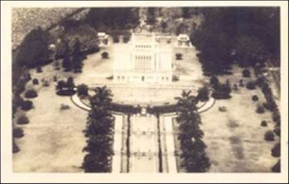 Photo of temple taken from Japanese plane during attack on Pearl Harbor, Dec. 7, 1941