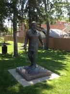 "The Foreman". Statue honors the men that constructed the tabernacle during the winter