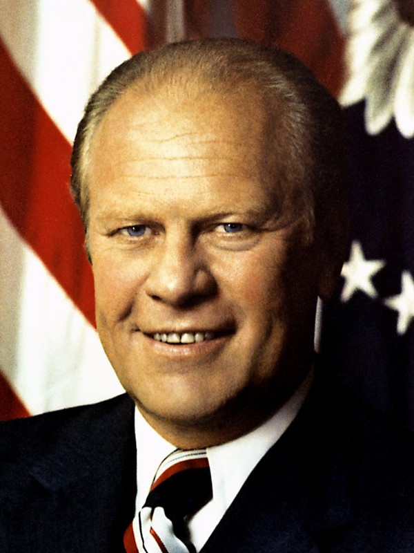 Serving as the 38th President from 1974-1977, Gerald Ford Jr. (1913-2006) was a moderate politician whose presidency was largely overshadowed by Richard Nixon's Watergate scandal. Image obtained from Wikimedia.