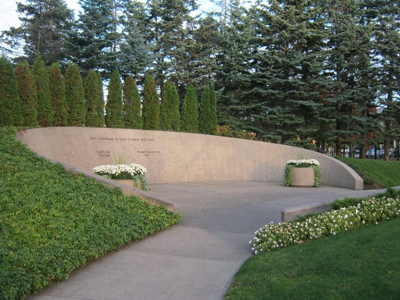 The gravesite of both Gerald Ford and his wife Betty Ford are located on the grounds of the Museum. Image obtained from FoundAGrave. 