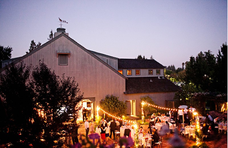 Museum at night, hosting a wedding reception.