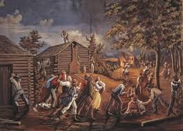 Painting depicitng some of the persecutions of the LDS members in Jackson County, where Independence is located