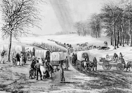 Depiction of the LDS members leaving Missouri in 1839