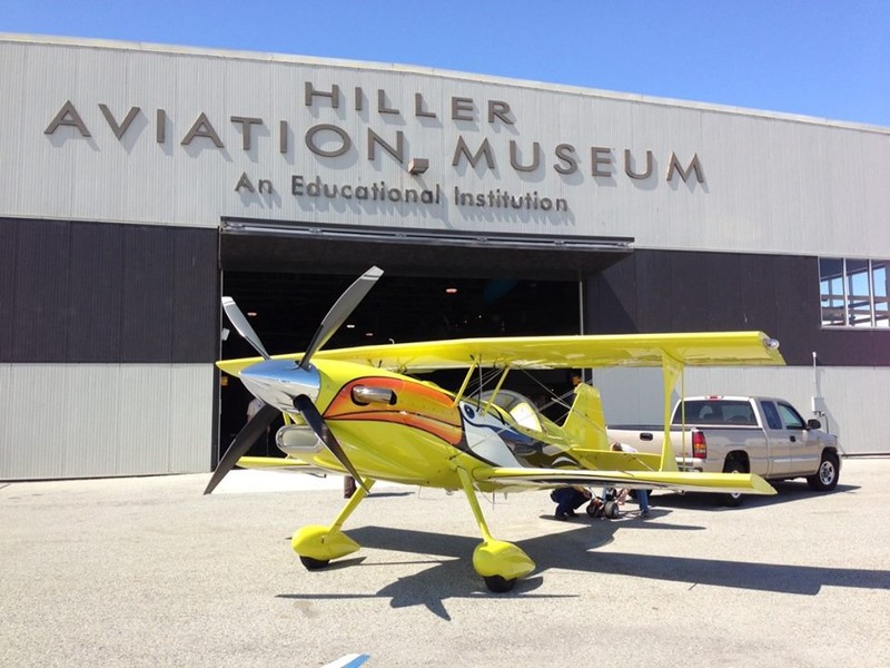 Hiller Aviation Museum with aircraft on display out front.