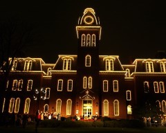 Woodburn Hall is decorated in holiday lights every winter.