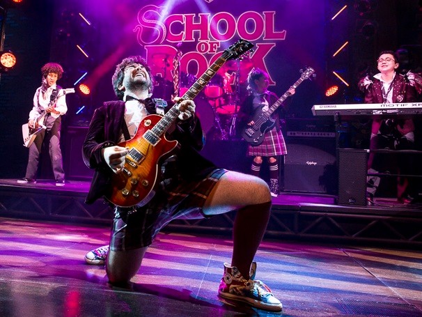 An action shot of the production, "The School of Rock"