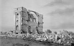 Ruins of original temple, 1848-49