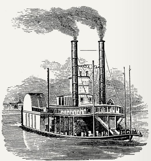 Depiction of a river steamboat around the 1850s