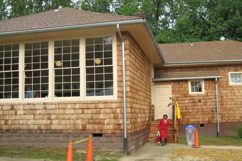 The Ridgeley School and others were designed with large windows in order to capture as much natural light as possible since electricity was less available in rural areas.