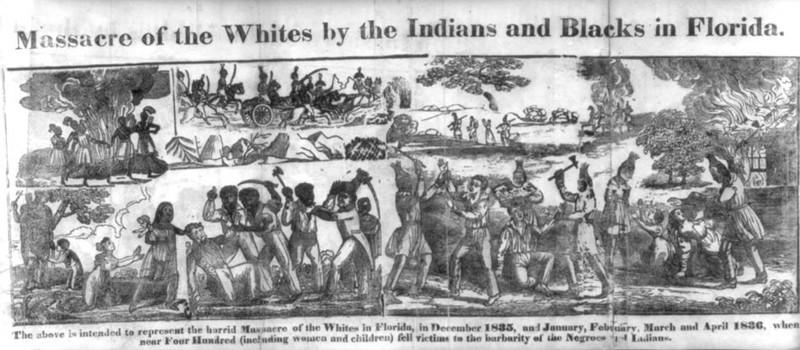 Detail from an 1836 engraving depicting events from the slave uprising during the Second Seminole War.