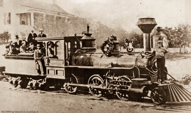 One of Florida Southern's first locomotives at Gainesville, Florida in 1881.