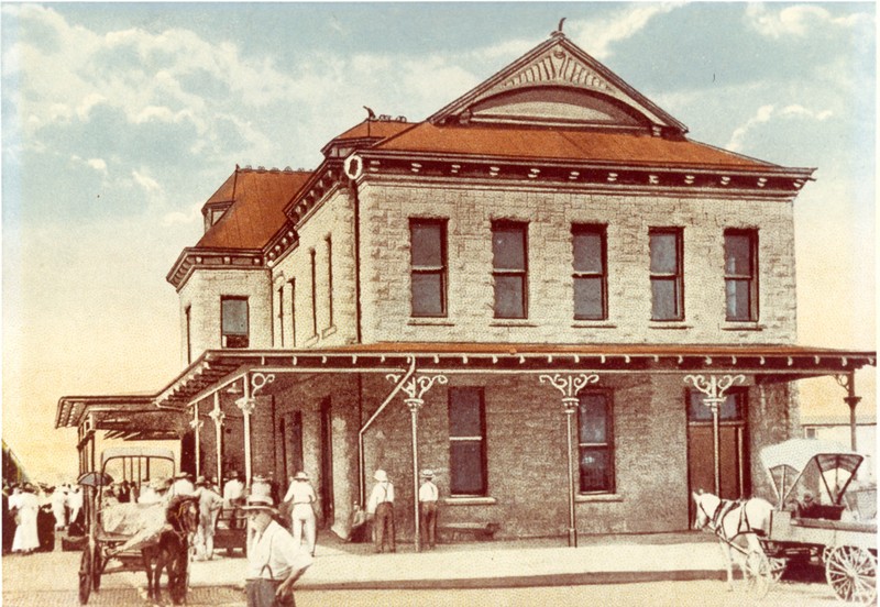 Historic photo of the Santa Fe Depot, now the Old Depot Museum. Ca 1900.