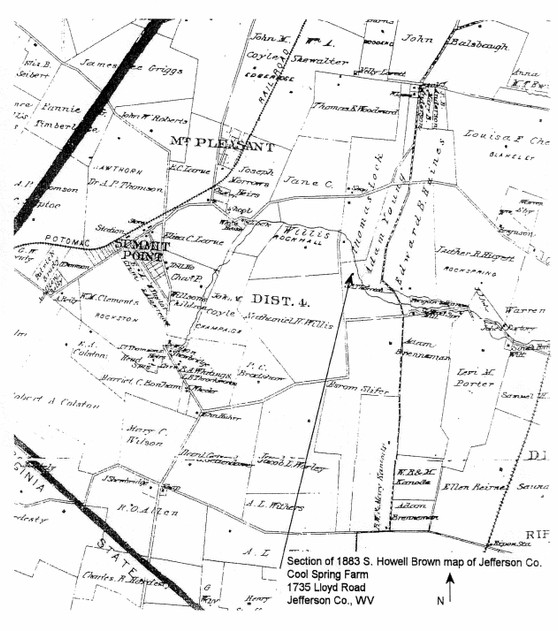 1882 map showing Adam Young property