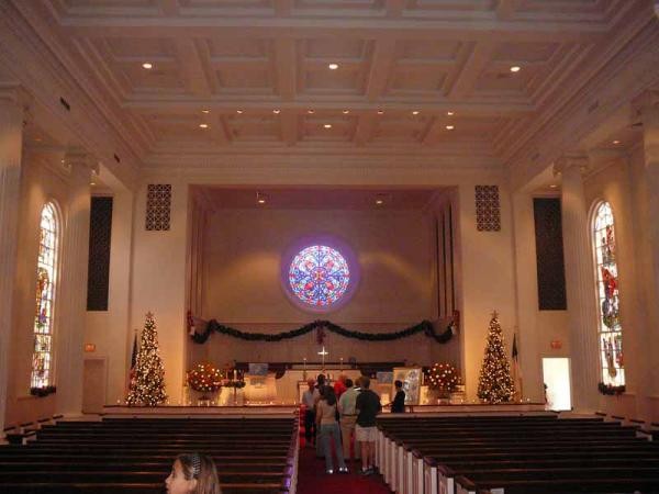 Inside First United Methodist Church.