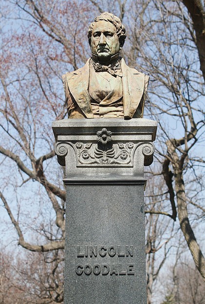 This statue of Goodale is located at the south end of the park. 