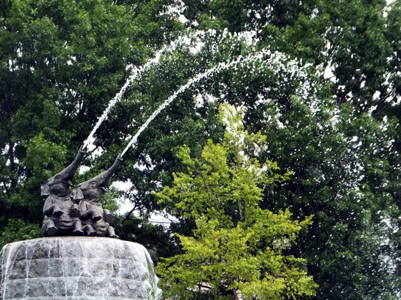 The fountain design pays tribute to the elephants of the Sells Brothers’ Circus House that entertained guests at the corner of Buttles and Dennison avenue. 