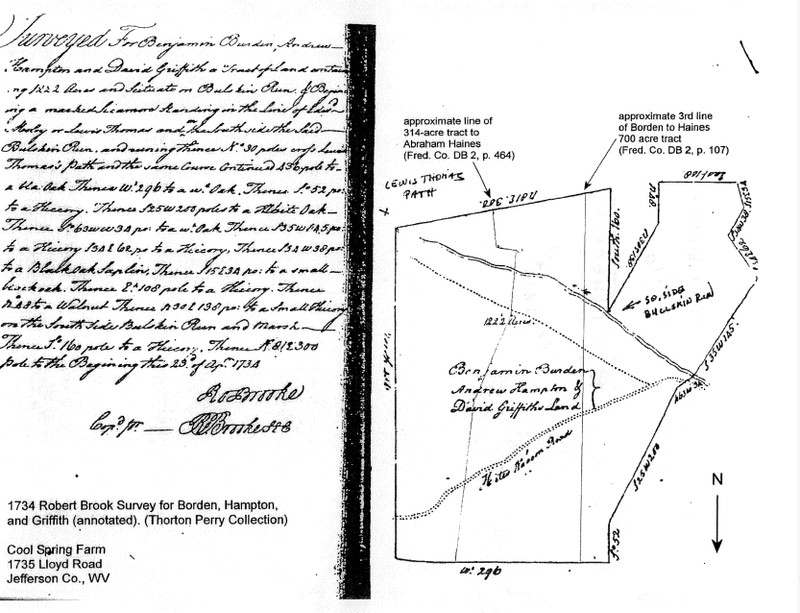 1734 survey, with additional lines for the division of Haines property