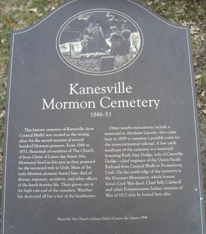 The Kanesville Mormon Cemetery Plaque.