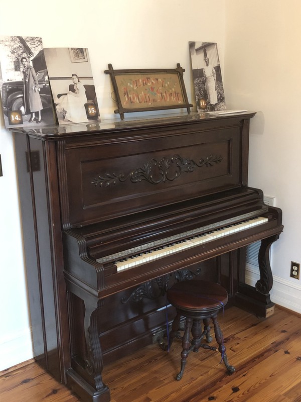 An 1860’s era piano the Dr. Pope purchased from Chicago. Pope’s second wife, Delia Haywood Philips Pope, played the piano frequently.