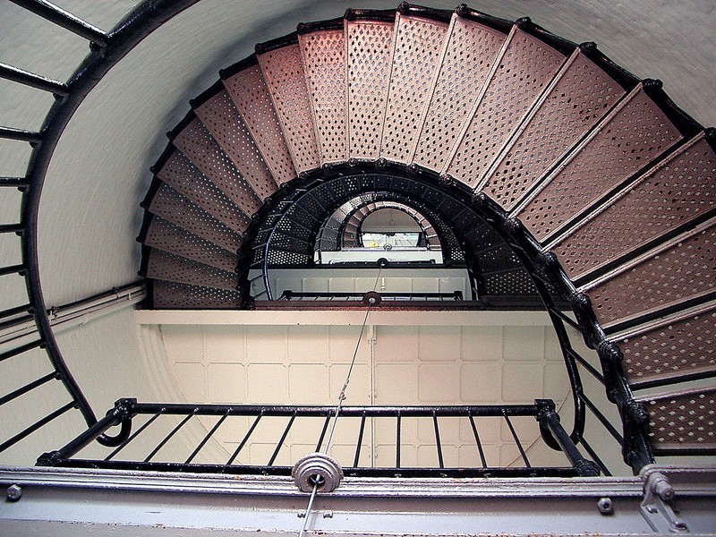 Spiral staircase within the lighthouse.