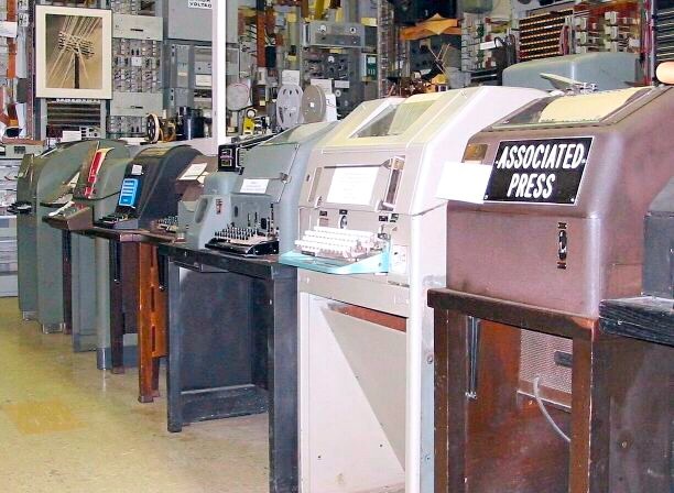 Teletype machines on display.
