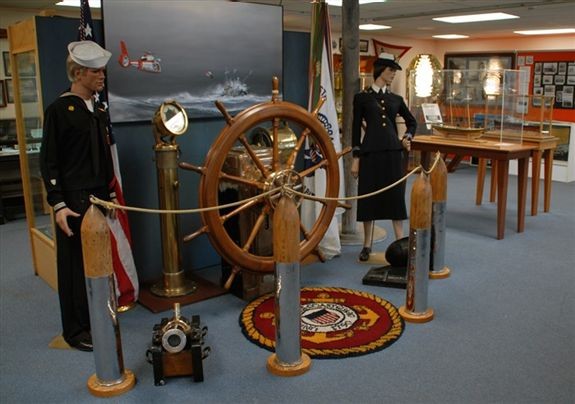 Coast Guard uniforms on display.