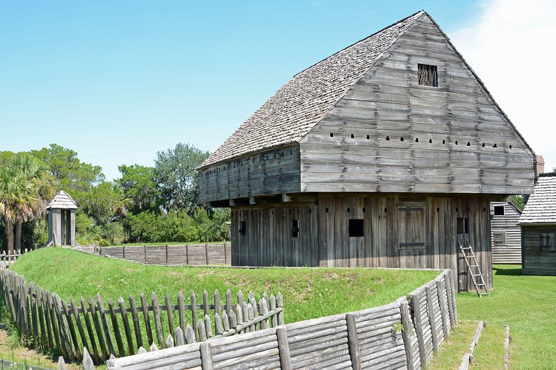 A view of the blockhouse at the reconstructed Fort King George