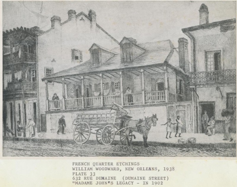 Sketch of Madam John's Legacy as it was seen in 1902 made by William Woodward. Courtesy of: The Historic New Orleans Collection. 