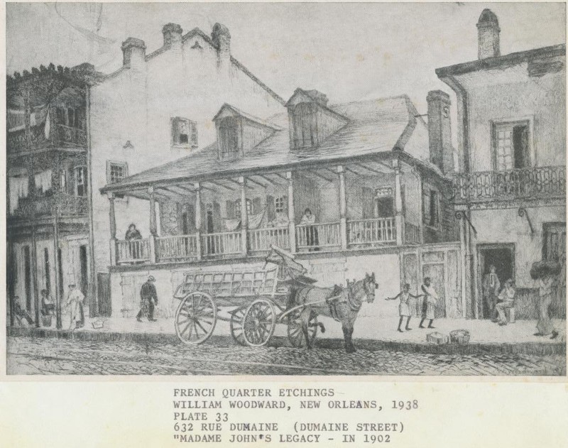 Sketch of Madam John's Legacy as it was seen in 1902 made by William Woodward. Courtesy of: The Historic New Orleans Collection.