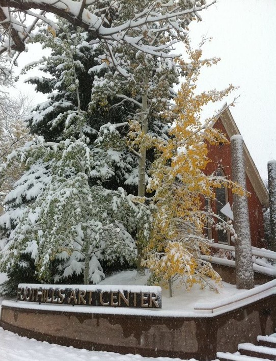 Foothills Art Center, located in an old church, in the snow