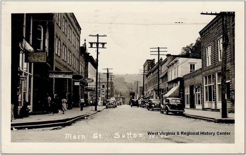 Main St. Sutton, WV. Date unknown. Photo from WV History and Archives 
