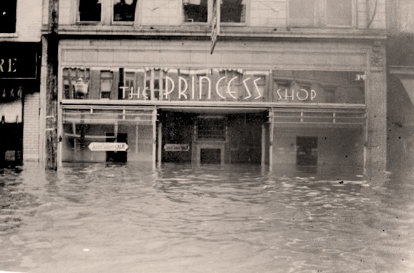 The Princess Shop, located at 911-913 3rd Avenue, Huntington, WV, shown during the Ohio River Flood of 1937.