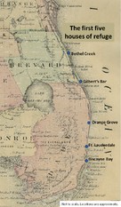 This map from Gray's Atlas Map of Florida shows the locations of the first five Houses of Refuges built by the federal government in 1876. Four additional houses were built ten years later. 