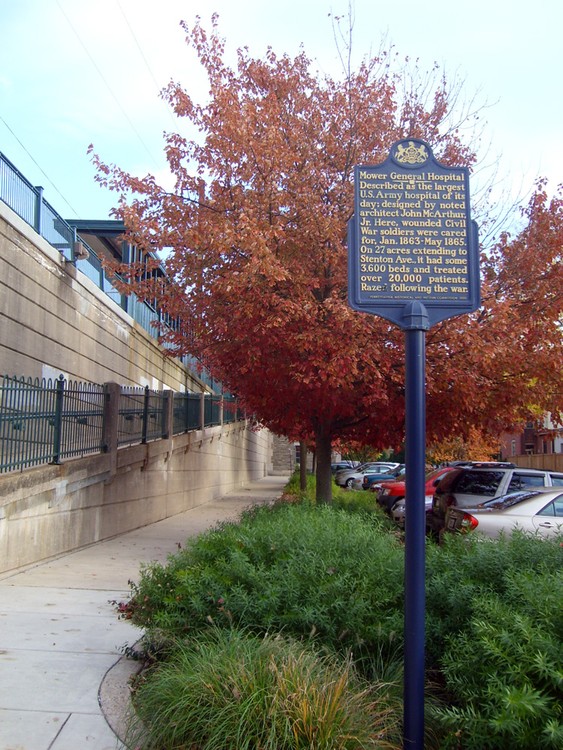 This historic marker is located near the site of the former Union hospital site where the present-day Market Square shopping center now stands. Photo by Matt Szalwinski