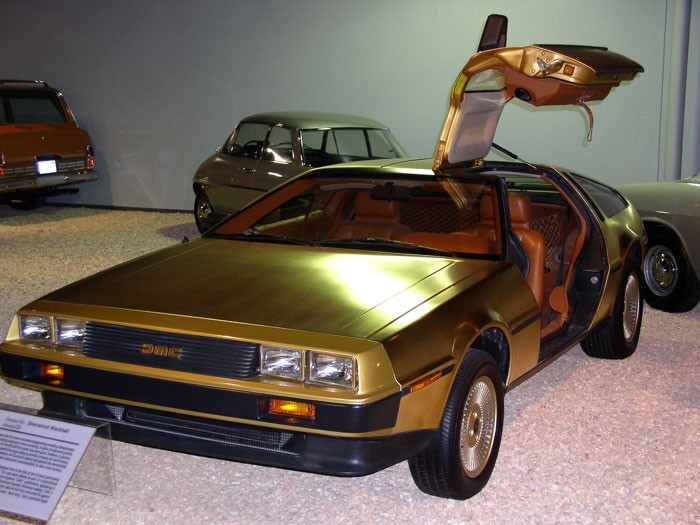 This is one of three gold-plated DeLoreans manufactured by AMC