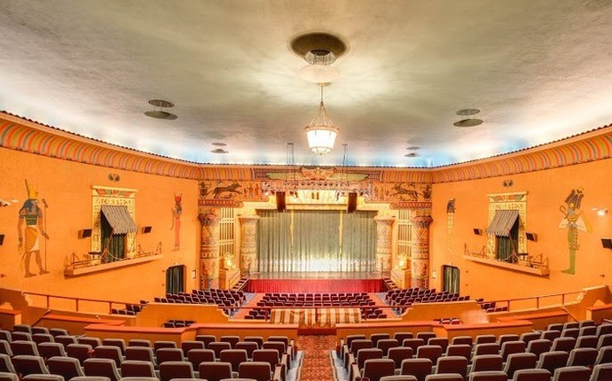 View of the Theatre's stage from the back of the balcony.