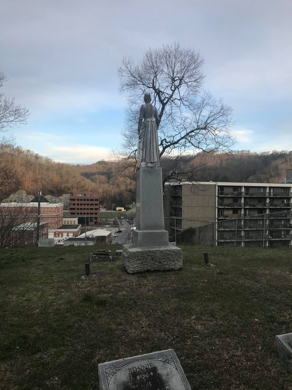 The statue and its view of Pikeville