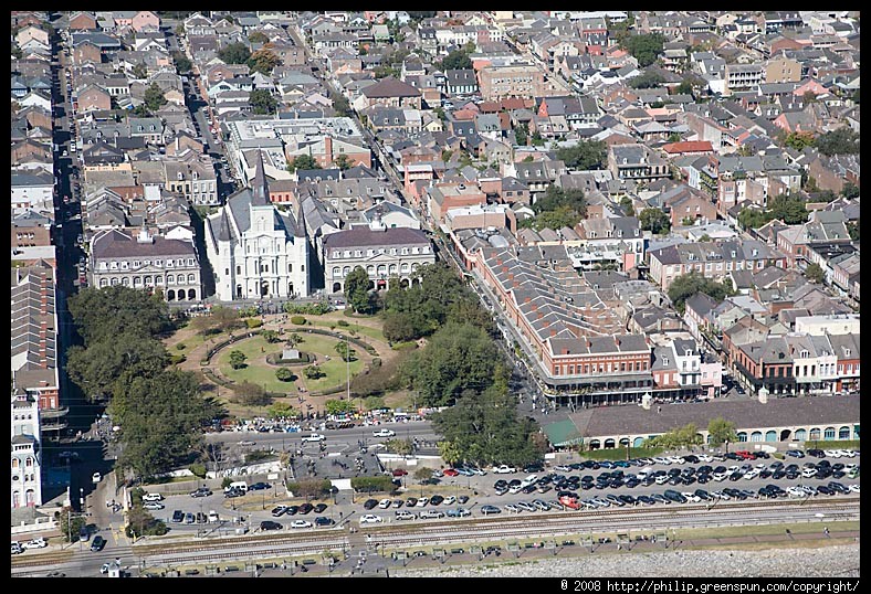 An overhead shot of Jackson Square.