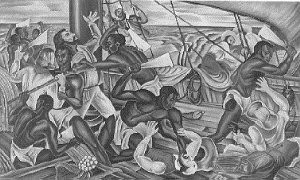 The Amistad captives revolting on the Spanish slave ship