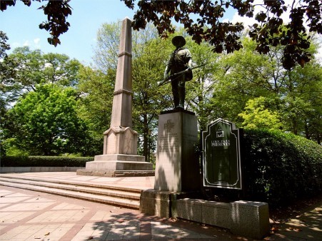 This Confederate monument was dedicated in 1905. Two women presided over the dedication ceremony.