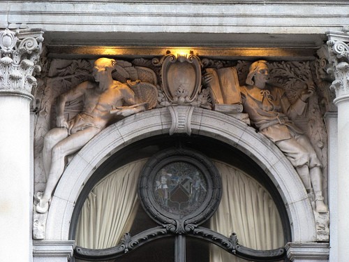 Daniel Chester French's sculpture, The Pilgrim and the Indian. 