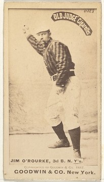 James O'Rourke baseball card, part of the "Old Judge" series of baseball cards (N172), issued by Goodwin & Company