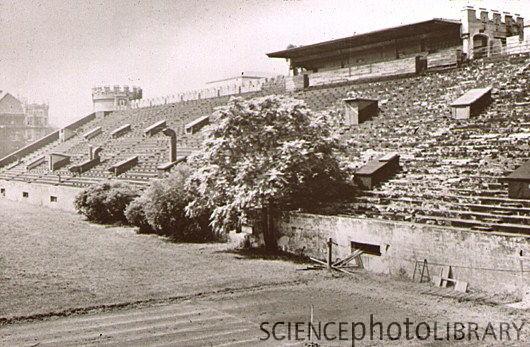 Physicist Enrico Fermi and his colleagues established the first self-sustaining controlled nuclear reaction in makeshift laboratories constructed under the grandstands of Stagg Field on December 2, 1942.