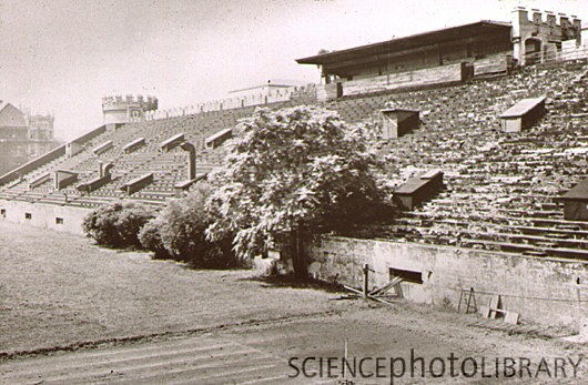 Physicist Enrico Fermi and his colleagues established the first self-sustaining controlled nuclear reaction in makeshift laboratories constructed under the grandstands of Stagg Field on December 2, 1942. 