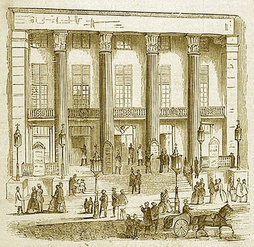 The Bowery Theatre, 1839, which stood until the 1845 fire (image from Manhattan Unlocked)