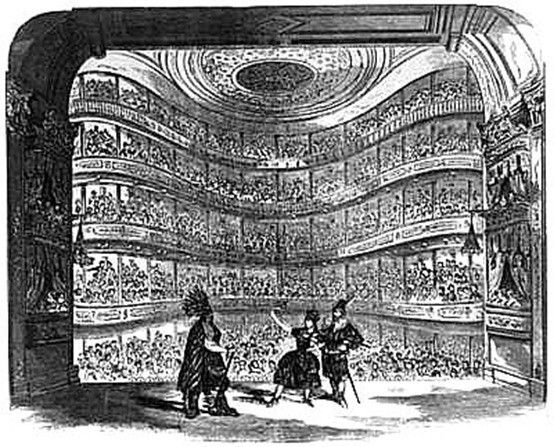 The Bowery Theatre interior in the 1850s (image from Manhattan Unlocked)