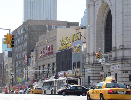 The site of the Bowery Theatre, now Jing Fong restaurant (image from Manhattan Unlocked)