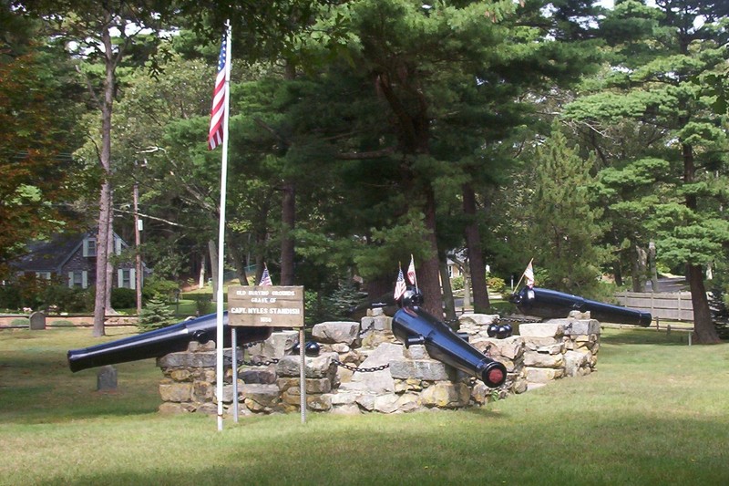 Myles Standish Burial Ground. The canon installed on the memorial was created in 1853. 