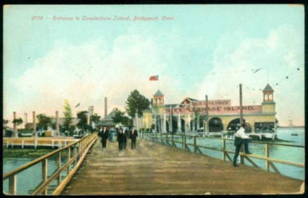 The entrance into Steeplechase Island (later called Pleasure Beach), ca. 1900-1910. Source - The Connecticut Historical Society and Connecticut History Online.