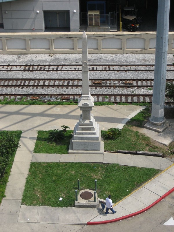 Given the controversial nature of the monument, city officials arranged a compromise between its opponents and supporters. The city moved the monument to this location where few tourists will see it. 